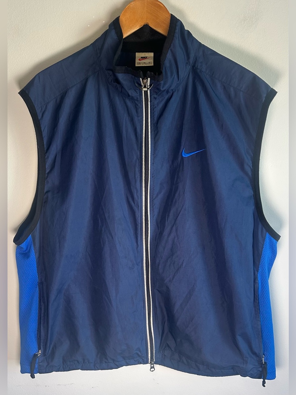 VTG 90s Nike Lightweight Running Vest Mens XL Full Zip Navy Blue Gorpcore Tech